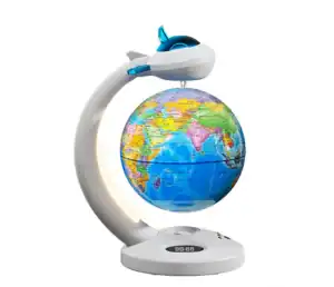 Aircraft Shaped Magnetic Levitation World Globe with LED Night Light, Digital Clock and Bluetooth Speaker, Kids Geography Educational STEM Learning Desk Toy Wholesale