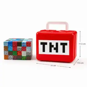 Minecraft style magnetic building blocks with portable THT storage case, screen-free educational construction toy for kids wholesale