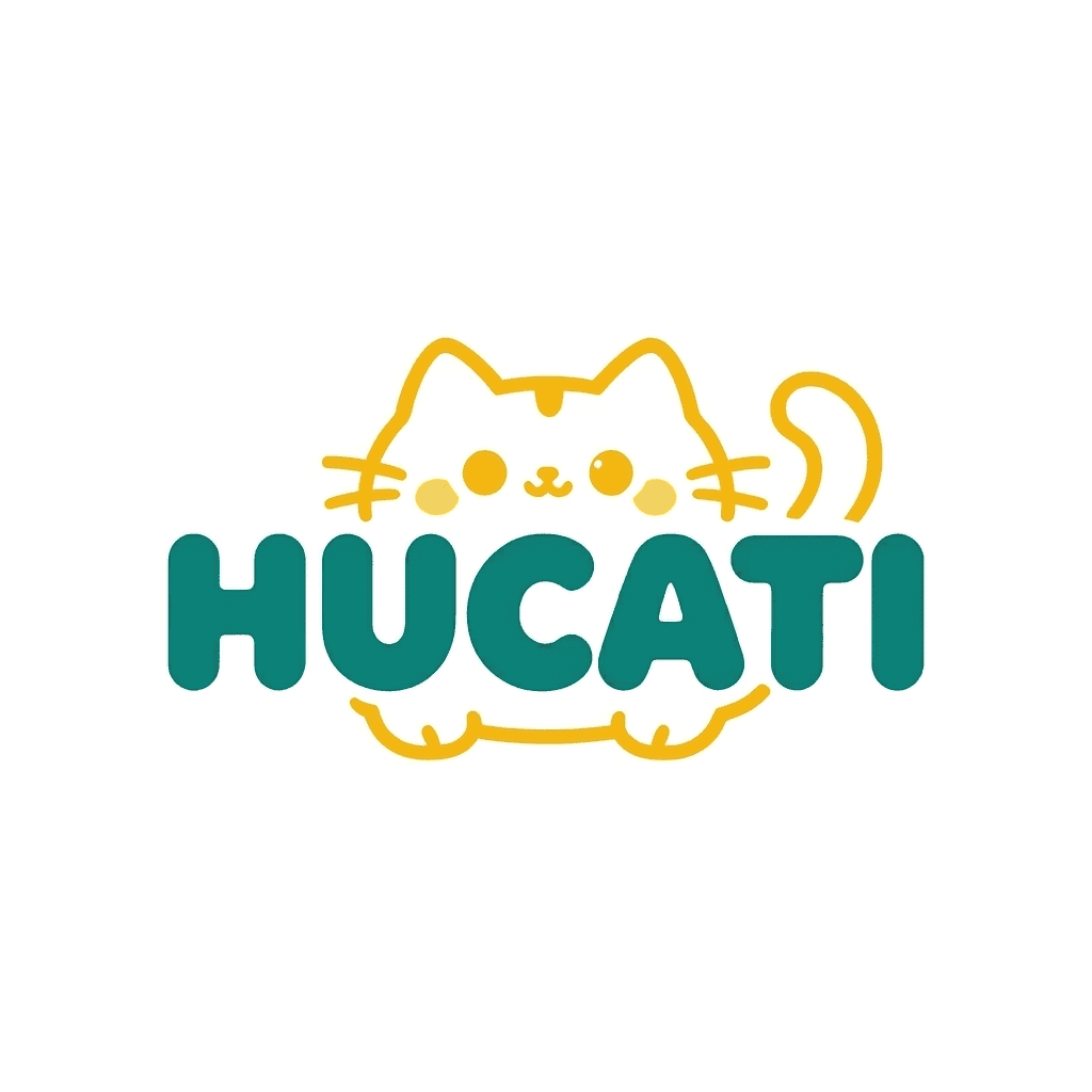 HUCATI Screen Free Toys cute yellow cat brand logo